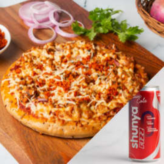 VEG CHEESE PIZZA -1 ,FRENCH FRIES -1 , SOFT DRINKS -1 